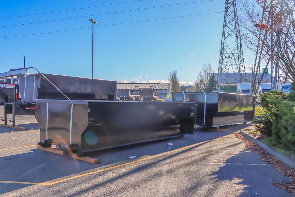 Roll-off dumpster ready for waste disposal at job site for Yard Waste Dumpster Rental in Nassau Bay